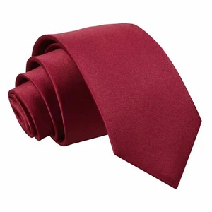 Burgundy Boys Regular Tie Satin Plain Solid Wedding Kids Necktie by DQT - Picture 1 of 2