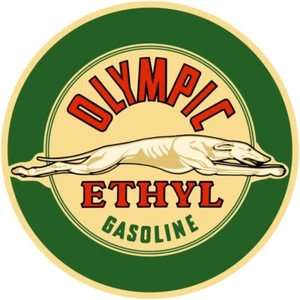 Olympic Gasoline Greyhound Dog Theme NEW Sign 40" Dia. Round USA STEEL 15 Lbs - Picture 1 of 1