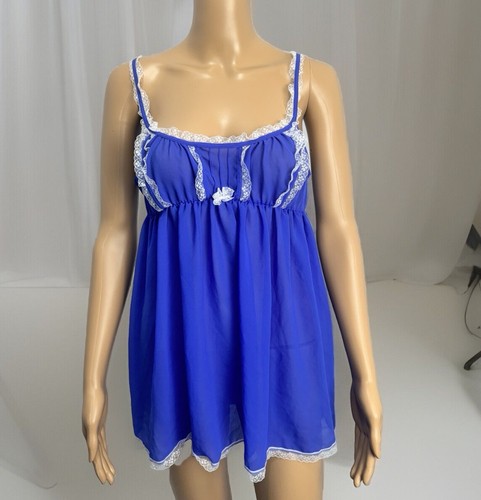 UNDERCOVER Vestito bambola vintage Victoria’s Secret viola pizzo trasparente lingerie sexy anni 90 Y2K