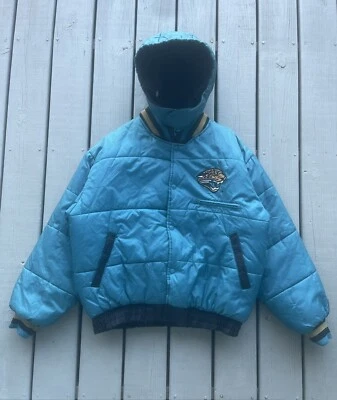Vintage Pro Player NFL Jacksonville Jaguars Reversible Hooded Puffer Jacket Sz L - Image 1 of 4
