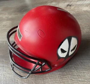 Rare Red Deadpool Logo Eyes Mini Football Helmet Bank Electronic - Needs Repair - Picture 1 of 7