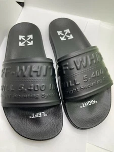 Off-White Virgil Abloh Black HF Pool Slide Sandals 9B / 39EU - NEW BOX - Picture 1 of 10