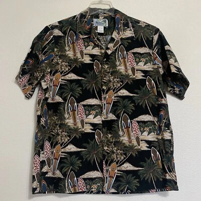 Rainbow Hawaii Inc Shirt Short Sleeve Black Island Button Up Surfboards Mens M - Image 1 of 4