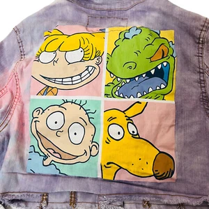 Members Only X Nickelodeon RugRats Jean Jacket tye dye size childrens M - Picture 1 of 15