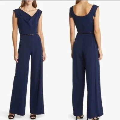 NWT Black Halo Jackie O Jumpsuit Eclipse Blue Wide Leg Celeb Fav Sz 10 - Image 1 of 4