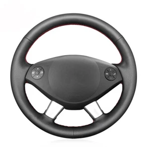 Black Leather Soft Car Steering Wheel Cover For Benz W639 Viano Vito Valente - Picture 1 of 14