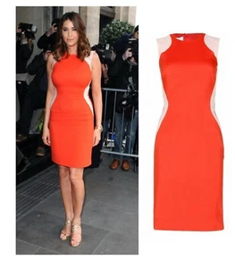 STELLA MCCARTNEY STRETCH PANEL ORANGE CADY OPTICAL ILLUSION MINI DRESS UK 6 IT38 - Picture 1 of 12