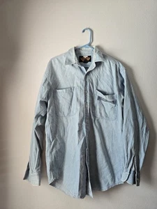 Harley Davidson Button Up Shirt Light Wash Denim Long Sleeve Size M - Picture 1 of 5
