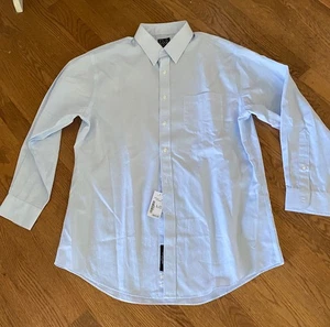 Jos A Bank Traveler Dress Shirt 16.5 - 32 Slim Fit Blue Pinstripe NWT Cotton - Picture 1 of 5
