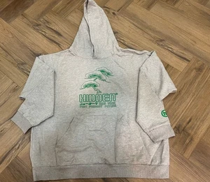 Sudadera con capucha gris oculta NY logotipo de hongo verde pasado presente futuro ropa de calle de Nueva York - Imagen 1 de 1