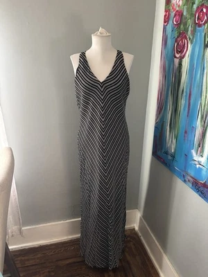 Maxi Vestido Forrado De Colección Lauren Ralph Lauren Para Mujer 100% Seda Rayas 14 Foto 1 de 4