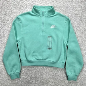 Nike Kids L Fleece Half Zip Pullover Sweatshirt Teal Mint Green Athliesure NWT - Picture 1 of 13