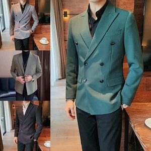 Elegante Blazer Hombre Slim Fit Monocromático Ideal para Eventos y Más - Imagen 1 de 17