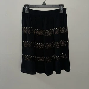 Michael Kors Petticoat Rock Damen 0 schwarz gold Nieten Spitze gefüttert Whimsigoth - Bild 1 von 7