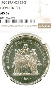 Francia 1979 50 FR, superba gemma, NGC 67 da FDC Mint Set. Alta qualità. Bellissimo - Foto 1 di 2