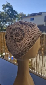 Yarn Charm Handmade Crochet Beanie Gloves Set Granny Square Cotton Pink - Picture 1 of 22