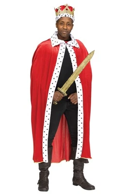 Brand New Red Storybook Fairy Tale King Robe/Crown Adult Costume - Image 1 of 2