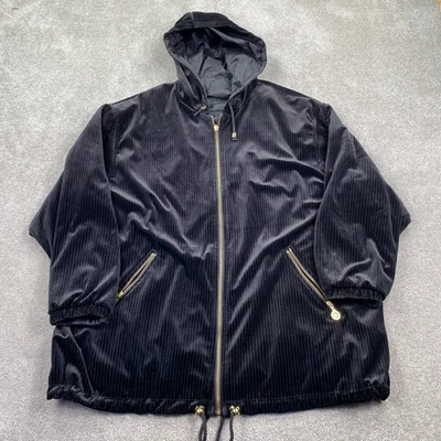 Current Outerwear Seen Full Zip Velvet Corduroy Hooded Coat Men's Size 3X Black - Image 1 of 4