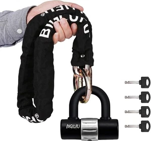BIGLUFU Motorcycle Lock Chain Locks Heavy Duty, 120Cm/4Ft Long, Cut Proof 10Mm T - Picture 1 of 6