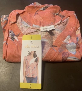 Ella Moss Women's Shirt Short Sleeve Pink Floral Bloom, Size Small - Picture 1 of 3