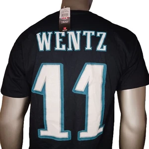 Majestic Philadelphia Eagles Mens T Shirt Size Large Black Carson Wentz #11 Tee - Picture 1 of 8