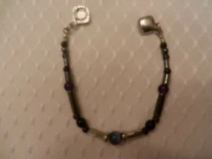 Bicycle Theme Sterling Silver Bracelet Blue Fiber Optic - Picture 1 of 1