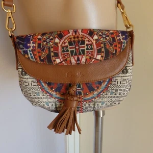 Camilla Tan Brown Leather Saddle Sling Crossbody Bag Handbag New with Defects - Picture 1 of 14