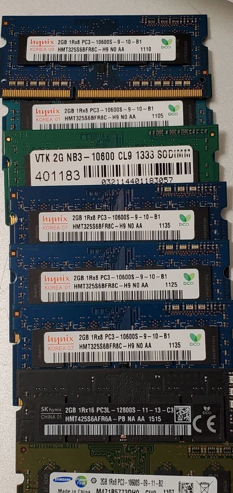 Samsung 2 GB SO-DIMM 1600 MHz PC3-12800 DDR3 Memory Lot (10) - Image 1 of 1