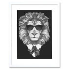 Bow Tie Lion With Sunglasses Framed Wall Art Print 12X16 In