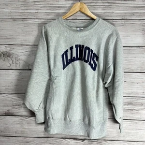 Vintage 90s Illinois Champion Reverse Weave Warmup Sweatshirt Sweater L - Picture 1 of 6