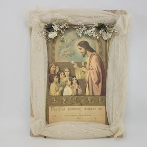 Polish First Communion Souvenier 1920 with Lace Border - Picture 1 of 8