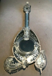 Large 35" Antique Venetian Art Glass Guitar Mandolin Wall Mirror Etched Beveled - Picture 1 of 12