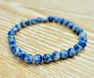 Natural Blue Jasper Spot 6mm 8mm Bracelet Meditation Reiki Chakra Natural Quartz - Picture 1 of 4