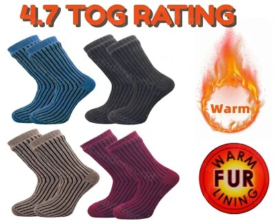 Mens Thermal Socks 4.7 Tog Fleece Sherpa Lining Slipper Gripper Bed Loungewear - Image 1 of 3