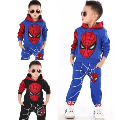 Kids Boys Spiderman Casual Hoodie Tops Trousers Outfits School Tracksuit Sets UK - image 1 of 4