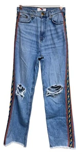 AVIATOR NATION BOLT STRIPE HI RISE WIDE-LEG GYPSY JEANS SUPER LIGHT WOMEN’S 26 - Picture 1 of 14