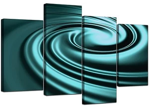 Large Teal Abstract Canvas Wall Art Pictures 130cm XL Prints Set 4060 - Picture 1 of 9