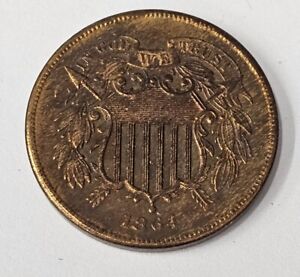 1864-P Philadelphia Two Cent Piece 2C Uncirculated Unc Details Cleaned