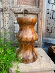 Soporte base de jarrón de madera artesanal antiguo de colección - Imagen 1 de 10