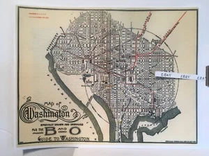 1892 seltene Washington DC GAR Lagerkarte B&O Eisenbahn, Straßenbahnlinien ++ NEU - Bild 1 von 1