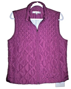CROFT & BARROW LADIES SZ LARGE MAROON PUFFY VEST-2 FRONT POCKETS -ZIP FRONT - Picture 1 of 5