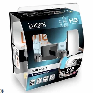 2 x H3 HALOGEN HEADLAMP BULB Premium 453 12V 55W Lunex Blue White 3700K - Picture 1 of 1