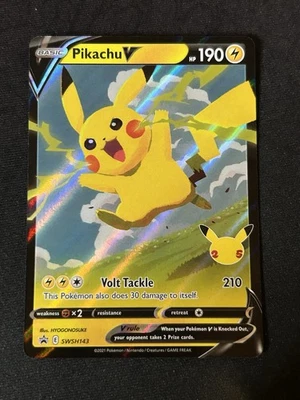 Pikachu V SWSH143 SWSH: Sword & Shield Celebrations Promo Card - Image 1 of 2