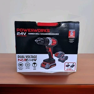Powerworks Akkuschrauber mit 2 Akkus Ladegerät 24V Bohrschrauber PD24DD60K2X  - Bild 1 von 9