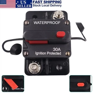 Disyuntor 30 Amp 12v - 48V Alto Amperaje Coche RV Barco Marino Restablecimiento Manual - Imagen 1 de 11