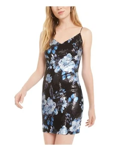 B DARLIN Womens Black Spaghetti Strap Short Cocktail Body Con Dress 0 - Picture 1 of 11