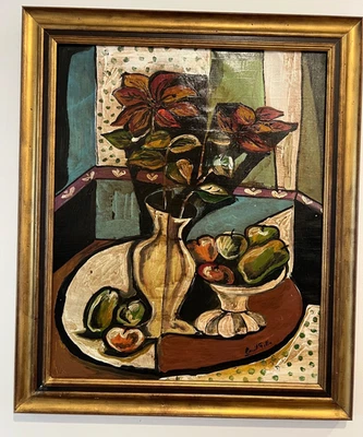 Fine Antique Early Cubist Oil Painting signed Filla still life - Image 1 of 4