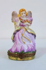 LIMOGES FRANKREICH PETIT HAUPTENGEL SCHMUCKKÄSTCHEN GOLD HARFENVERSCHLUSS - Bild 1 von 6