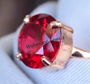 15.50Ct Naturale Rosso Rubino Rotondo 925 Argento Sterling Donna Mano Anello - Foto 1 di 13