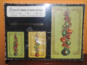 NEW 2 decks Stancraft Playing Cards / Bridge Set w/ Table Cover fruit art design - Picture 1 of 5